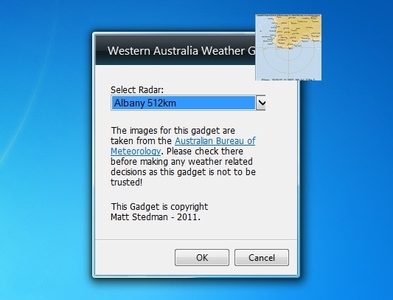 Western Australia Weather Gadget Settings