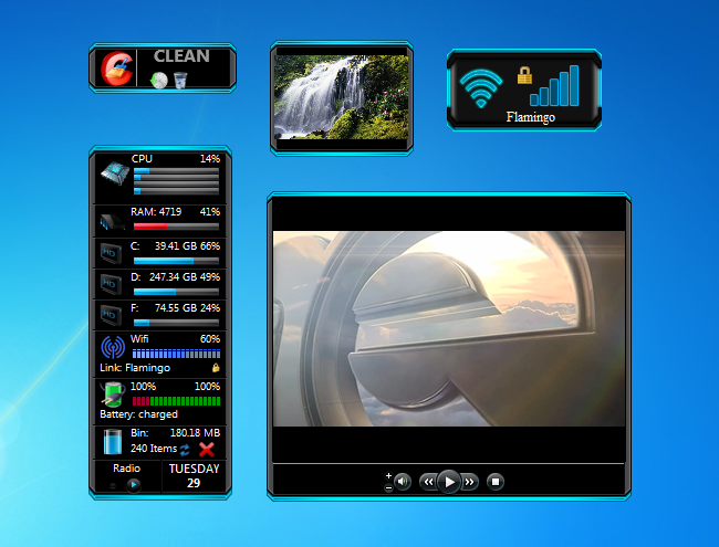 Blue Gadgets Set - Windows Desktop Gadget