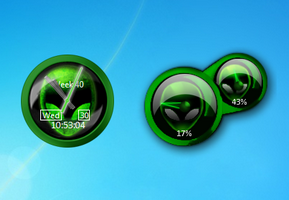 Green Alienware Clock and CPU Meter