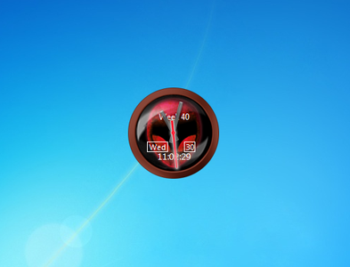 Red Alienware Clock Gadget for Windows 7