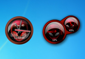 Red Alienware Clock and CPU Meter