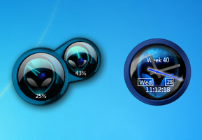 Blue Alienware Clock and CPU Meter