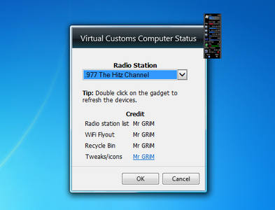 Virtual Customs Computer Status Gadget Settings
