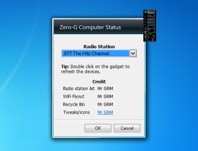 Zero-G Computer Status Gadget Settings