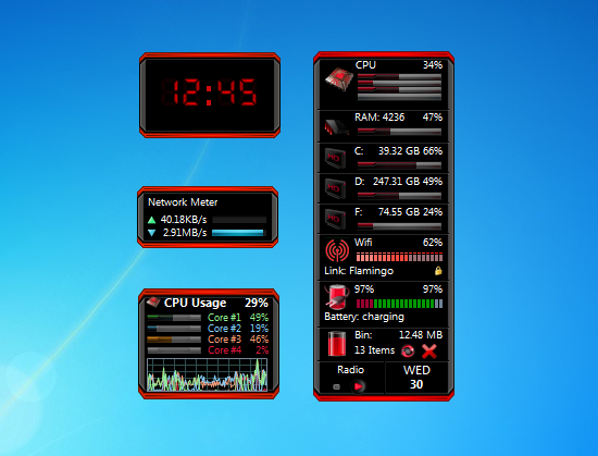 Blade Red Gadgets - Windows Desktop Gadget
