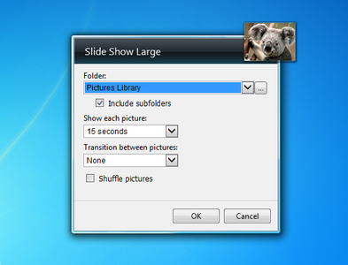 Slide Show Large gadget settings