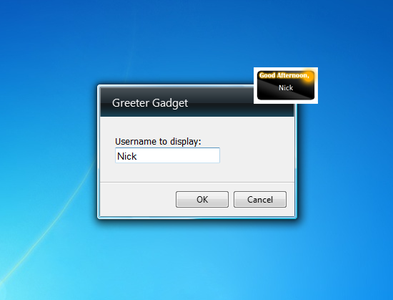 Greeter gadget settings