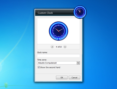 Custom Clock gadget settings