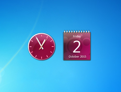 Aero X Pink Clock And Calendar gadget