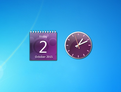 Aero X Purple Clock And Calendar gadget
