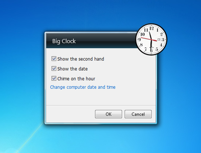 Big Clock Gadget settings