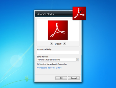Adobe's Clocks Gadget settings