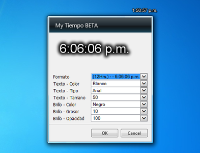 My Tiempo BETA Gadget settings